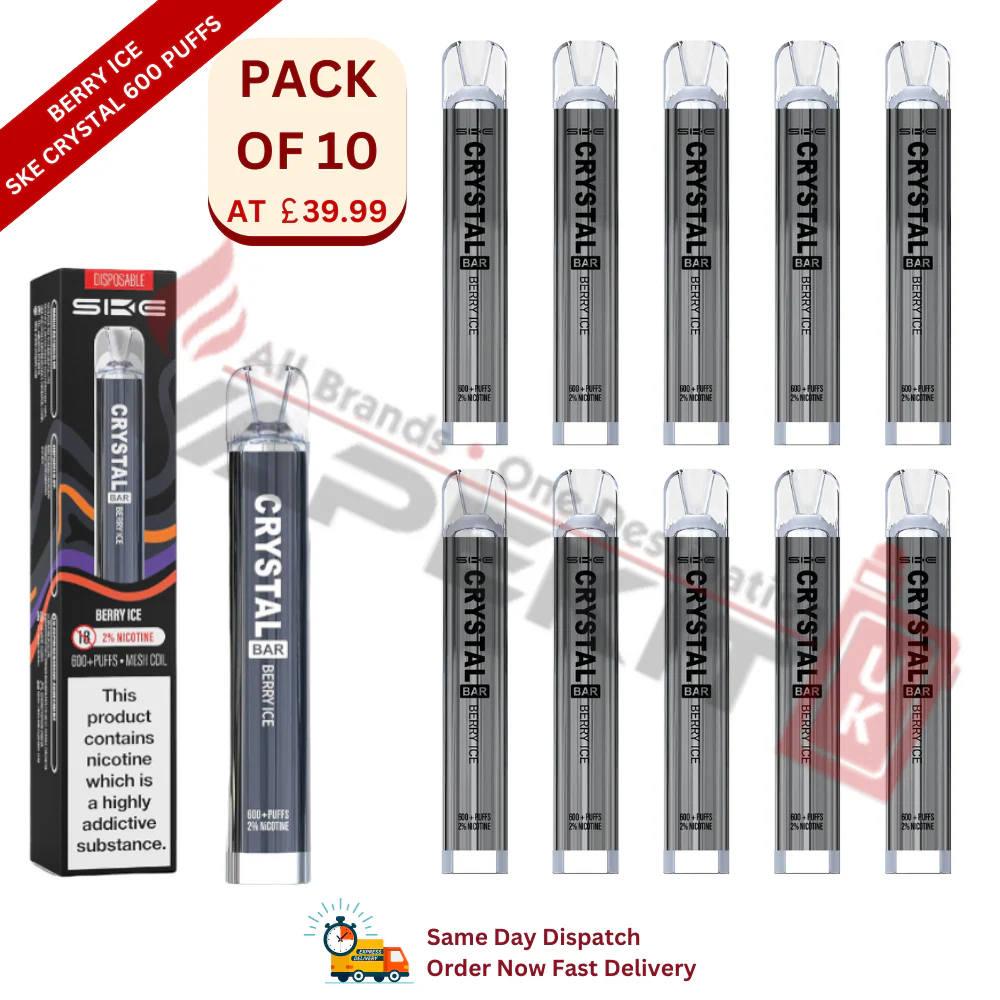 Berry Ice SKE Crystal 600 Puffs Prefilled Vape Device 10 Pack