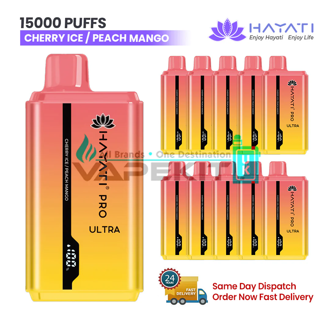 Cherry Ice/Peach Mango Hayati Pro Ultra 15000 Puffs Prefilled Vape