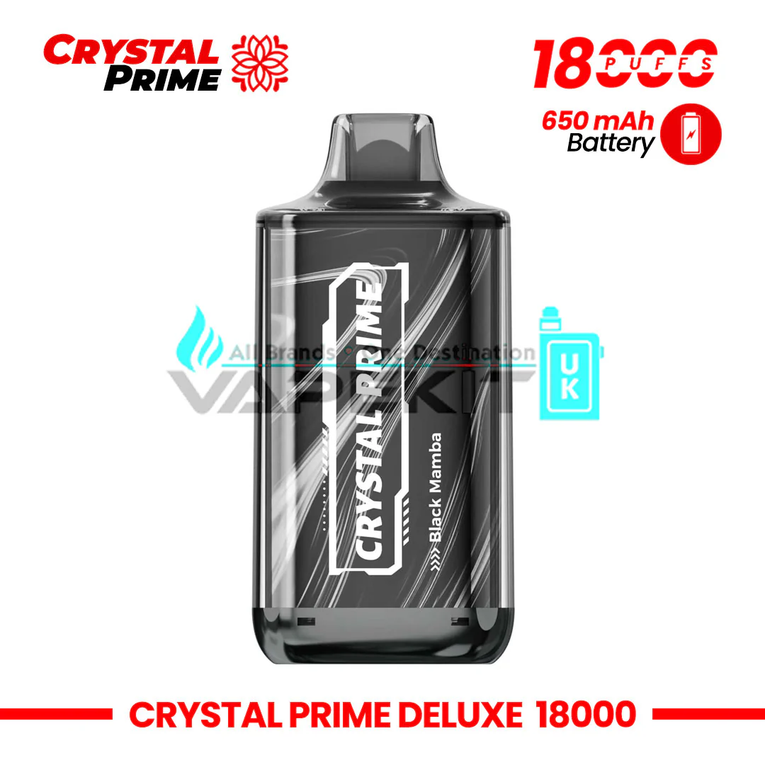Deluxe Crystal Prime 18k Puffs BlackMamba Prefilled Vape-Ā£10.99