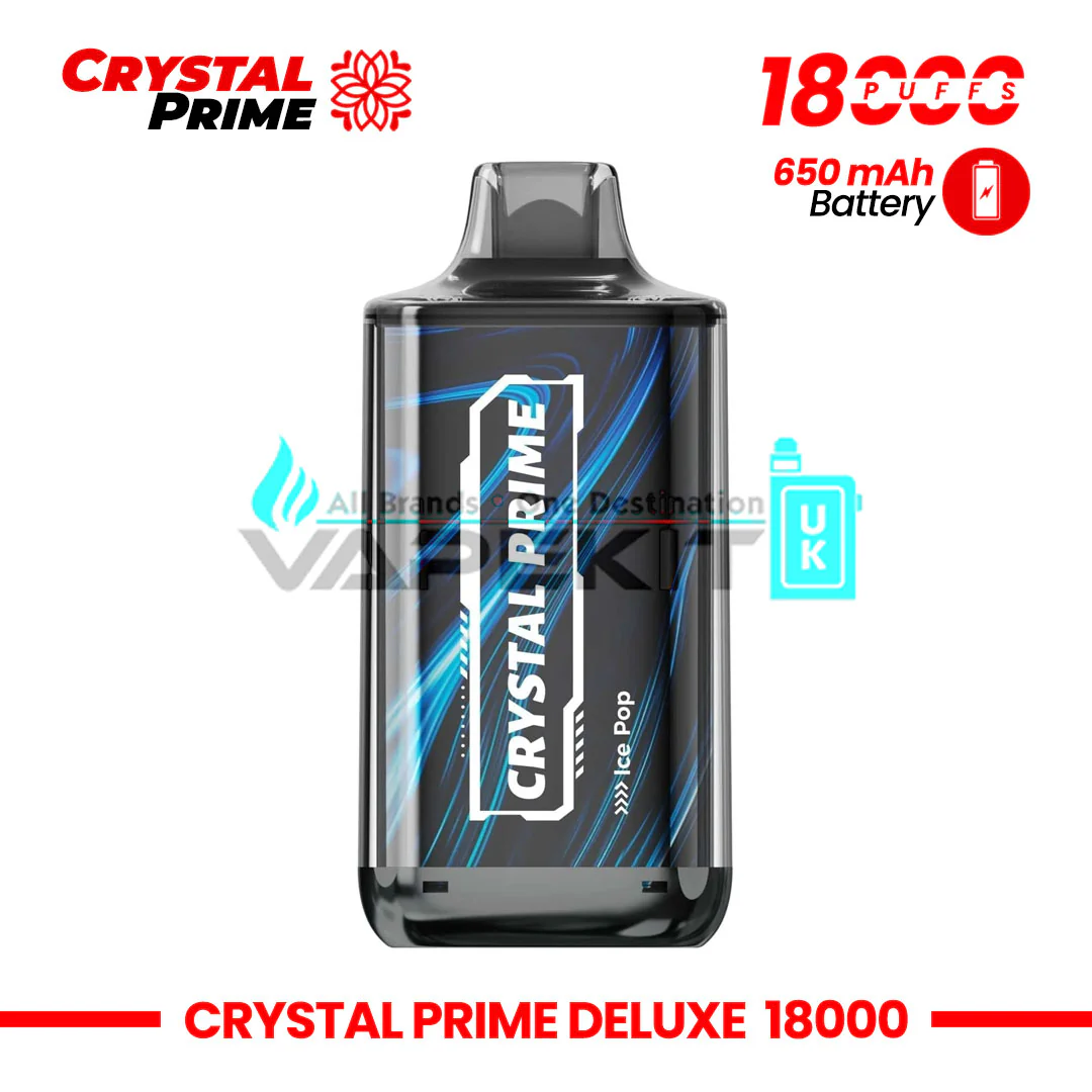 Deluxe Crystal Prime 18k Puffs Ice Pop Prefilled Vape-£10.99