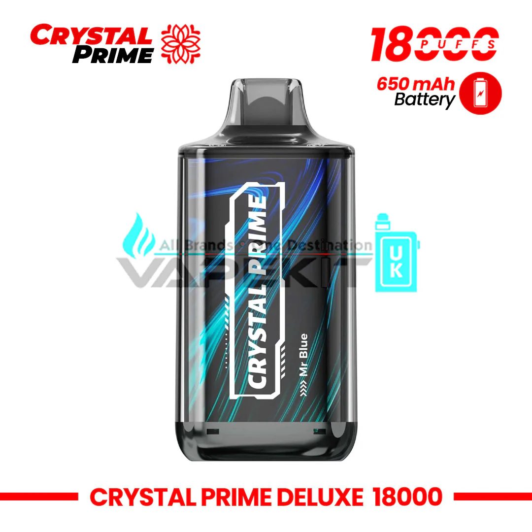 Deluxe Crystal Prime 18k Puffs Mr Blue Prefilled Vape-Ā£10.99