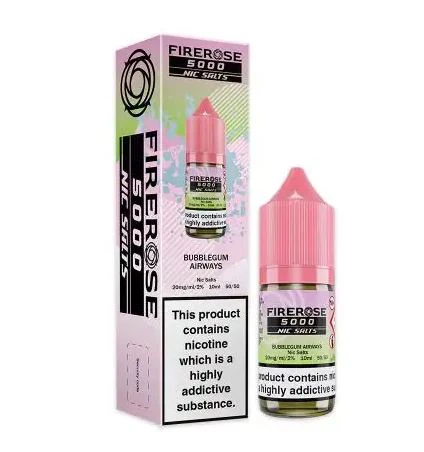 Elux Firerose 5000 Bubblegum Airways 10MG/20MG Nic Salt-Ā£19.99 (Box of 10)