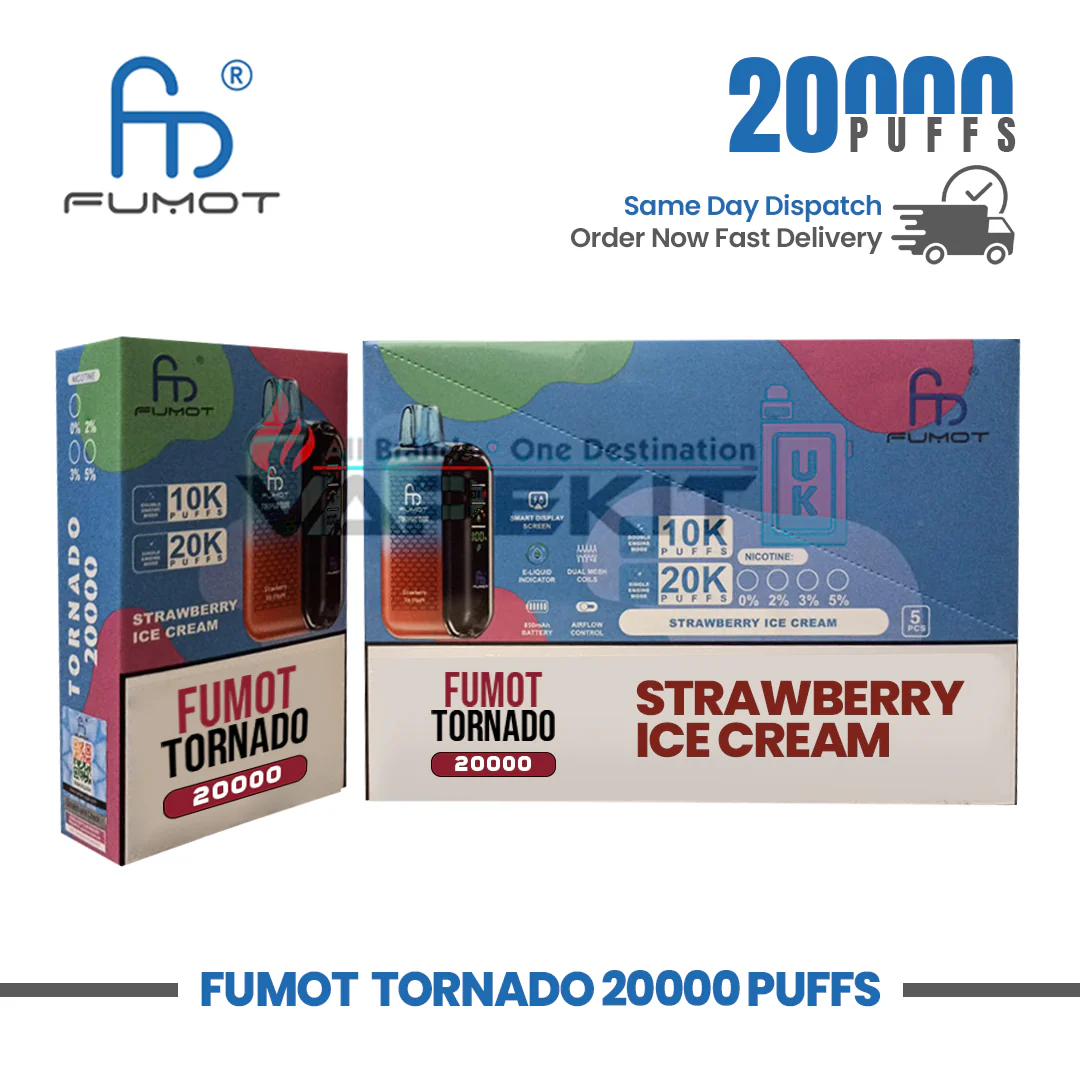 Fumot Tornado 20,000 Puff Prefilled Vape Strawberry Ice Cream