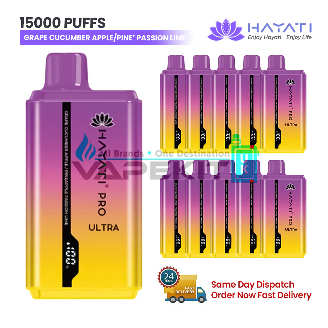 Grape Cucumber Apple/Pineapple Passion Lime Hayati pro Ultra 15000 Vape