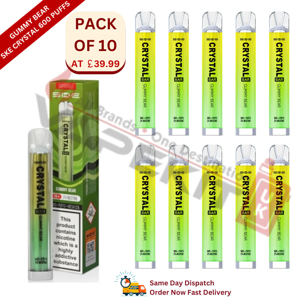 Gummy Bear SKE Crystal 600 Puffs Prefilled Vape Device 10 Pack