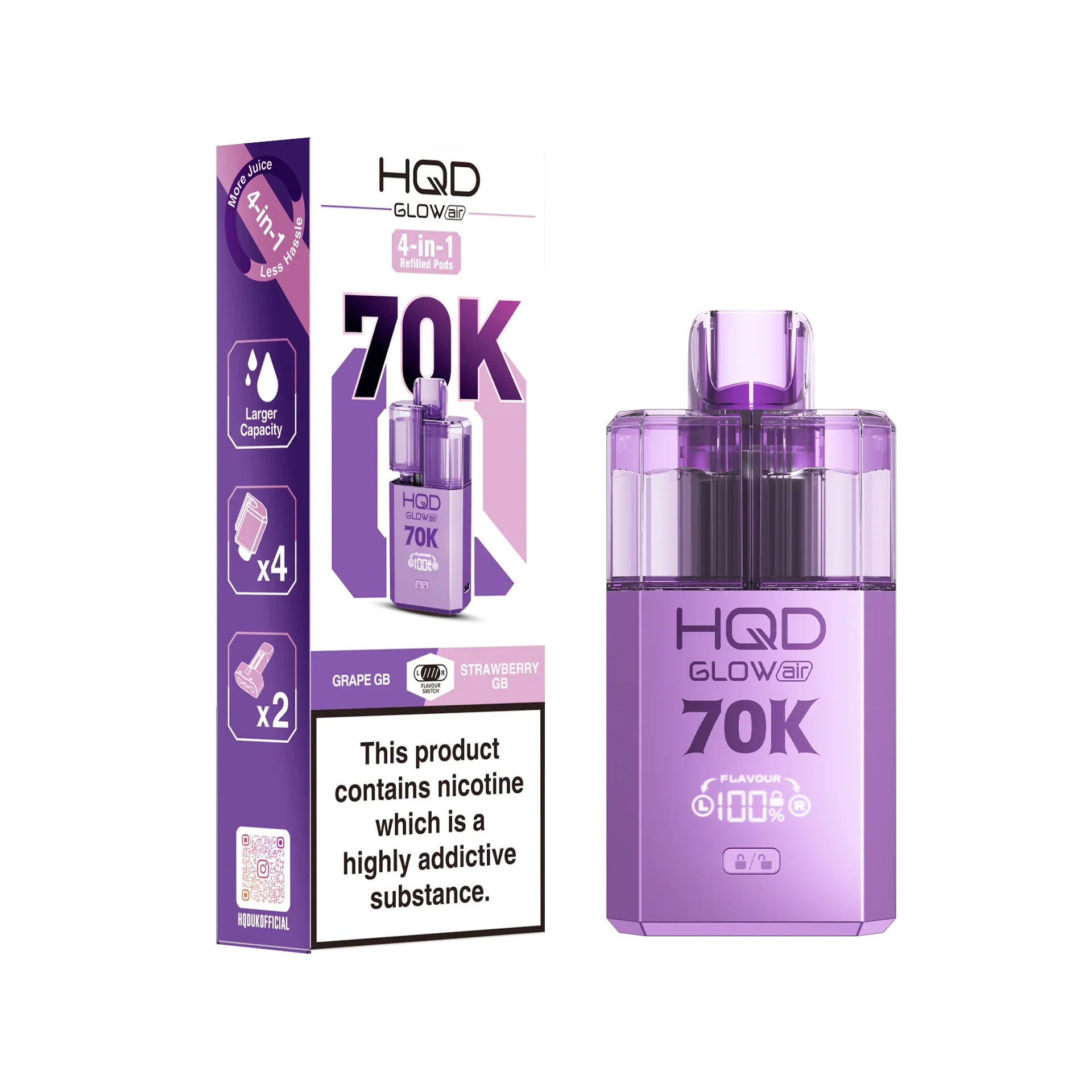 HQD Glow Air 70K Prefilled Pod Kit - Image 4