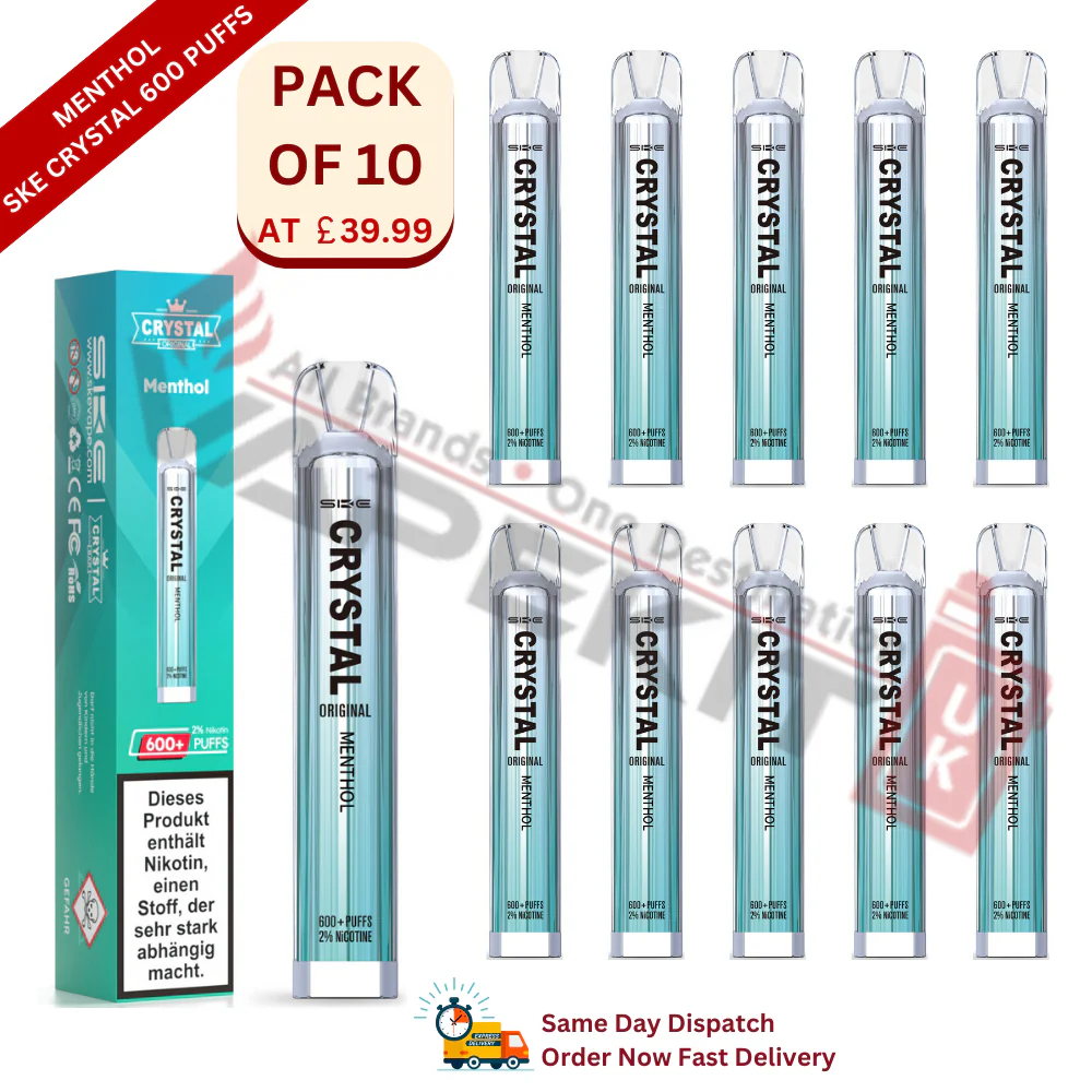 Menthol SKE Crystal 600 Puffs Prefilled Vape Device 10 Pack
