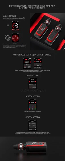 SMOK SPECIES KIT 230W TOUCH SCREEN TFV8 BABY V2 TANK VAPE KIT AUTHENTIC - Image 4