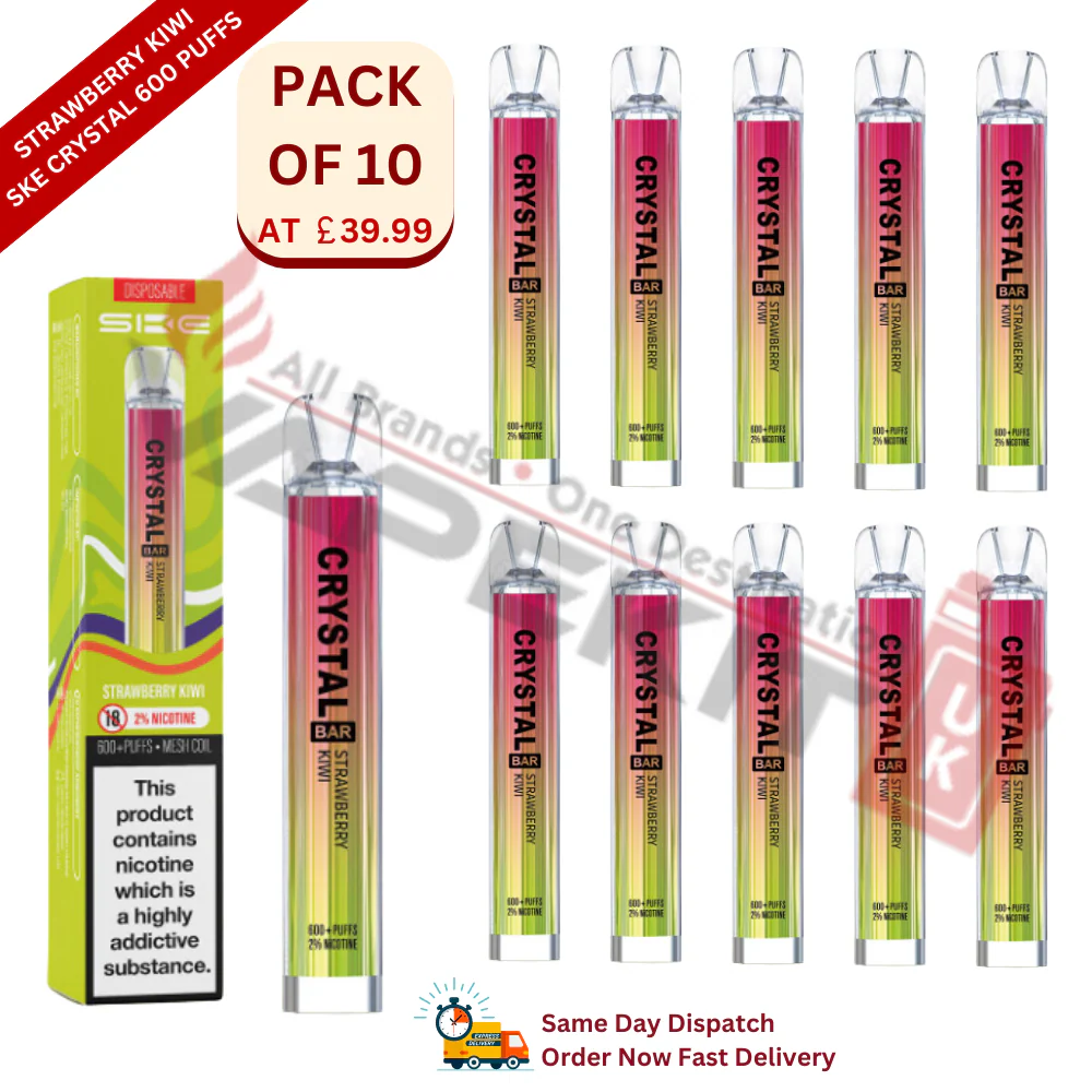 Strawberry Kiwi SKE Crystal 600 Puffs Prefilled Vape Device 10 Pack