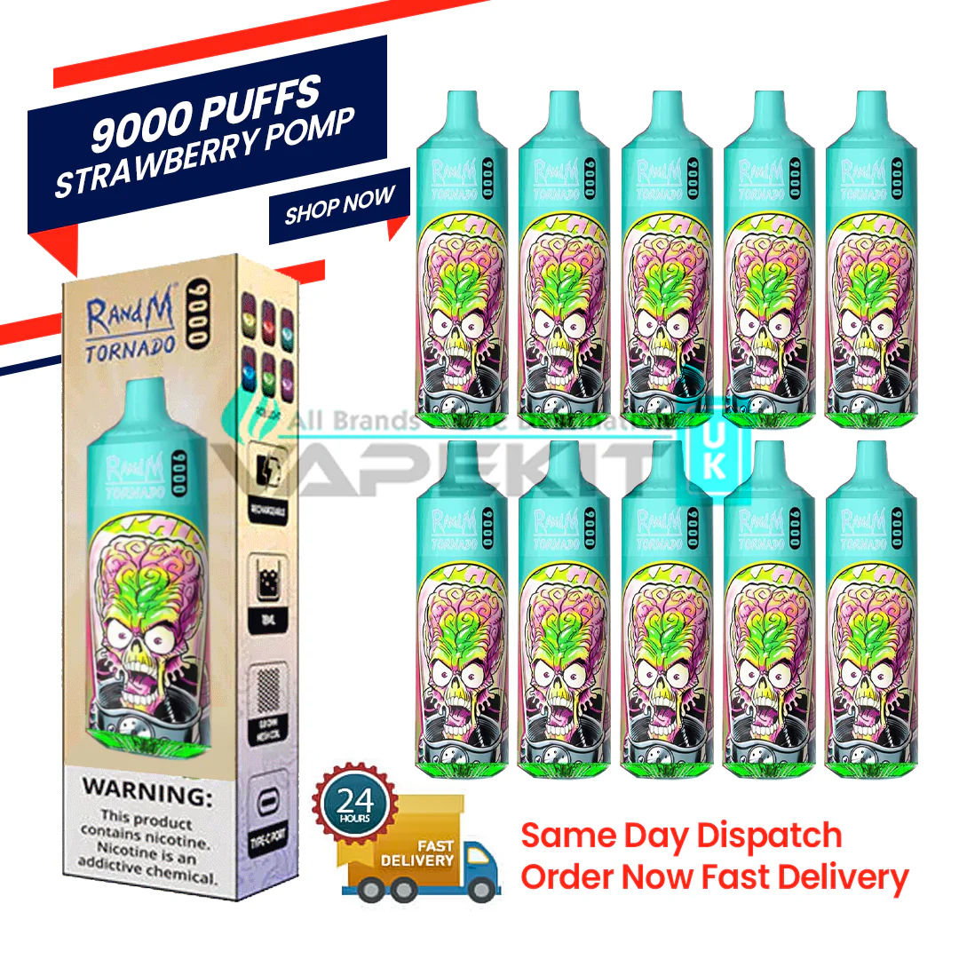Strawberry Pomp Randm Tornado 9000 Puff Bar