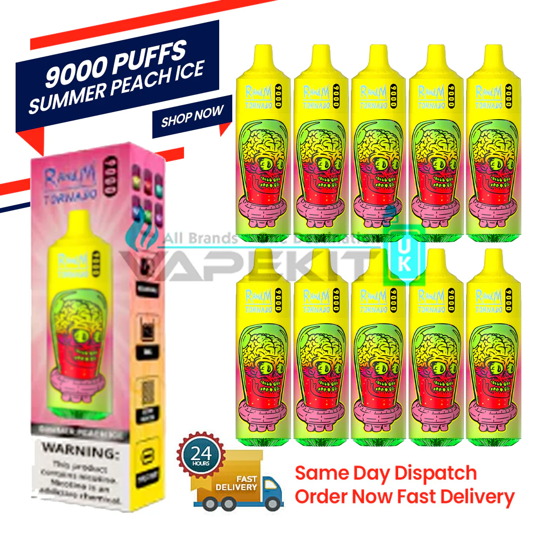 RandM Tornado 9000 Summer Peach Ice - Buy Now!